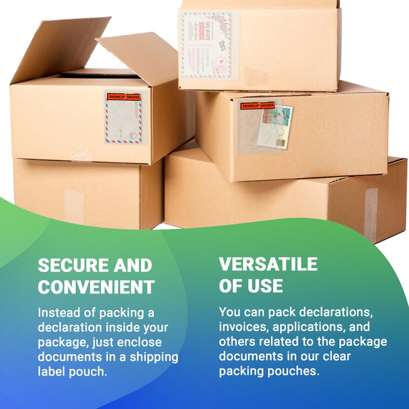 Amiff Clear Side Loading Packing List Envelopes, 9.5 x 12 Inches. 100 Pack Packing Slip Envelope Pouches. Clear Adhesive Envelope for Documents. Waterproof Self-Seal Shipping Labels Sleeves - Image 3